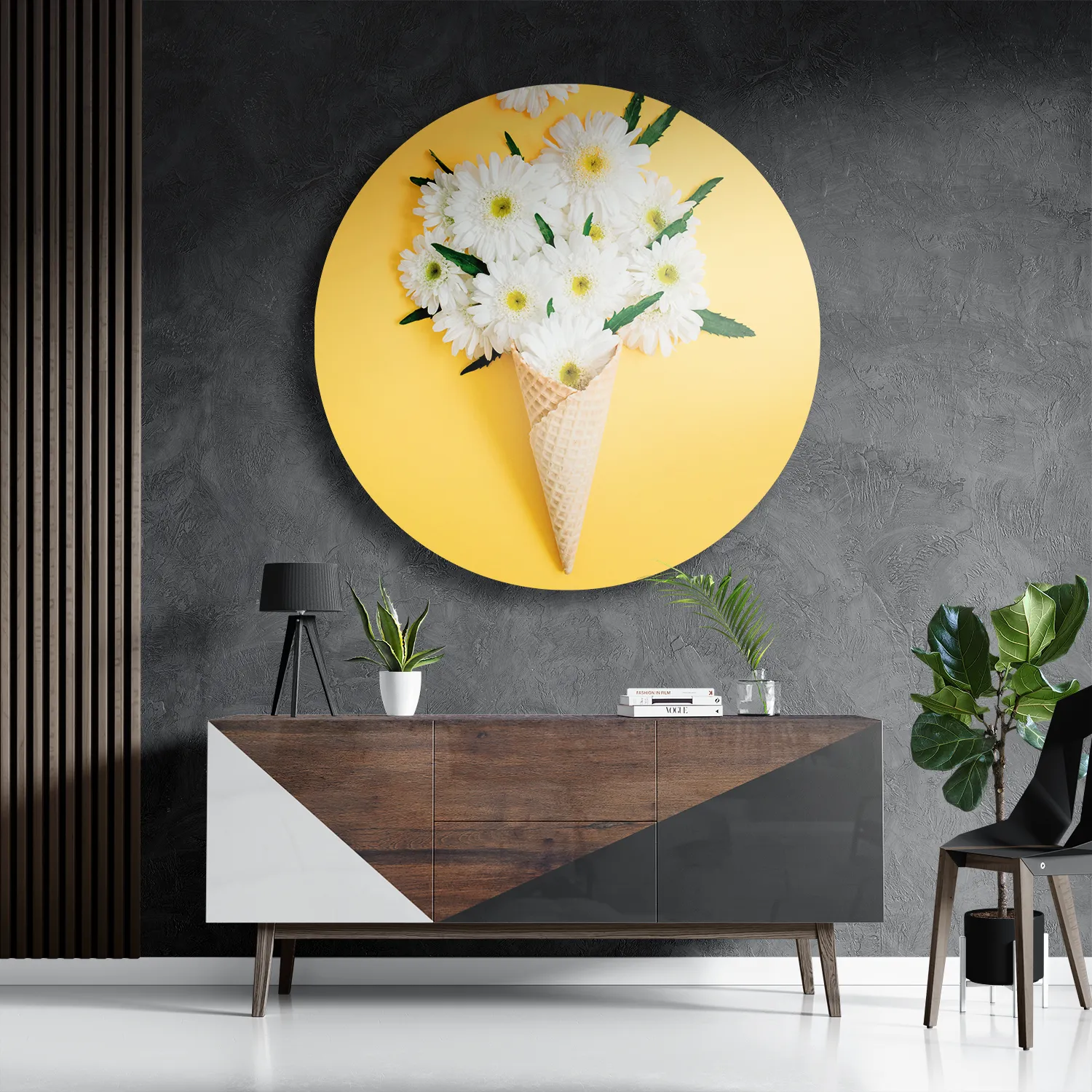 Schilderij Ijshoorn met Bloemen Rond – Muurcirkel Template TP DB Rond Eten En Drinken 15 3