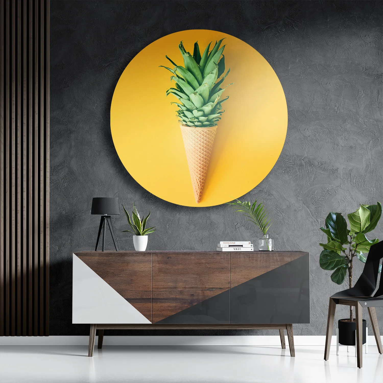 Schilderij Ijshoorn met Plant Rond – Muurcirkel Template TP DB Rond Eten En Drinken 16 3