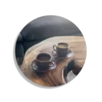 Schilderij Kopjes Koffie op Tafel Rond – Muurcirkel Template TP DB Rond Eten En Drinken 23 1