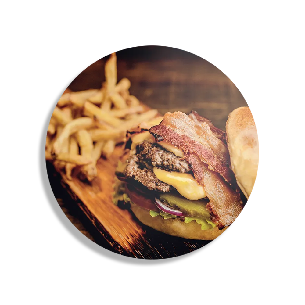 Schilderij Burger Plank Rond – Muurcirkel Template TP DB Rond Eten En Drinken 24 1