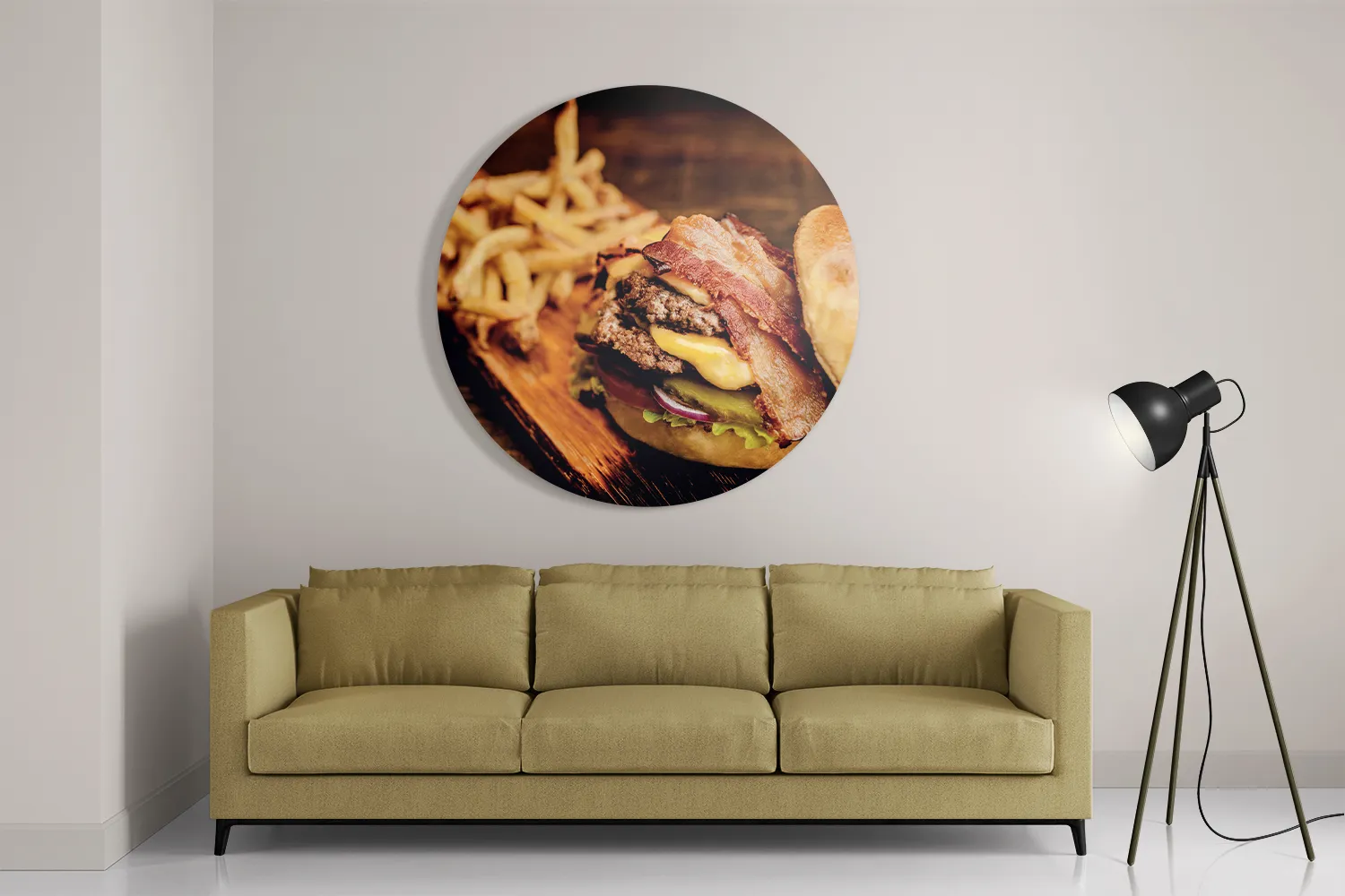 Schilderij Burger Plank Rond – Muurcirkel Template TP DB Rond Eten En Drinken 24 2