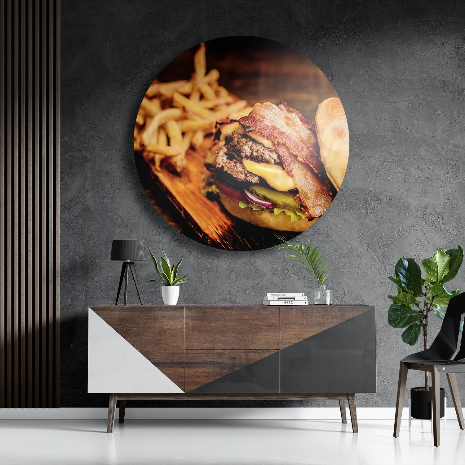 Schilderij Burger Plank Rond – Muurcirkel Template TP DB Rond Eten En Drinken 24 3