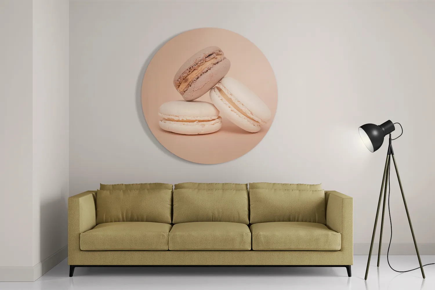 Schilderij Macarons Beige Tinten 01 Rond – Muurcirkel Template TP DB Rond Eten En Drinken 26 2
