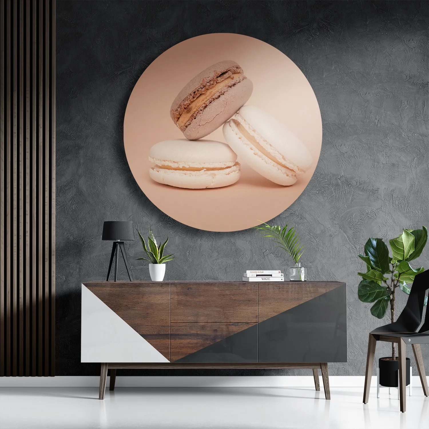 Schilderij Macarons Beige Tinten 01 Rond – Muurcirkel Template TP DB Rond Eten En Drinken 26 3