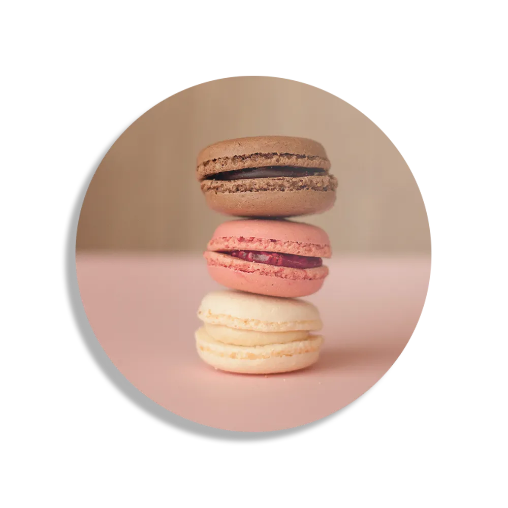 Schilderij Macarons Roze Beige Tinten Rond – Muurcirkel Template TP DB Rond Eten En Drinken 28 1