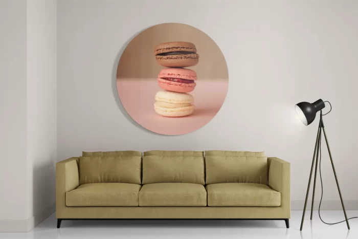 Schilderij Macarons Roze Beige Tinten Rond – Muurcirkel Template TP DB Rond Eten En Drinken 28 2