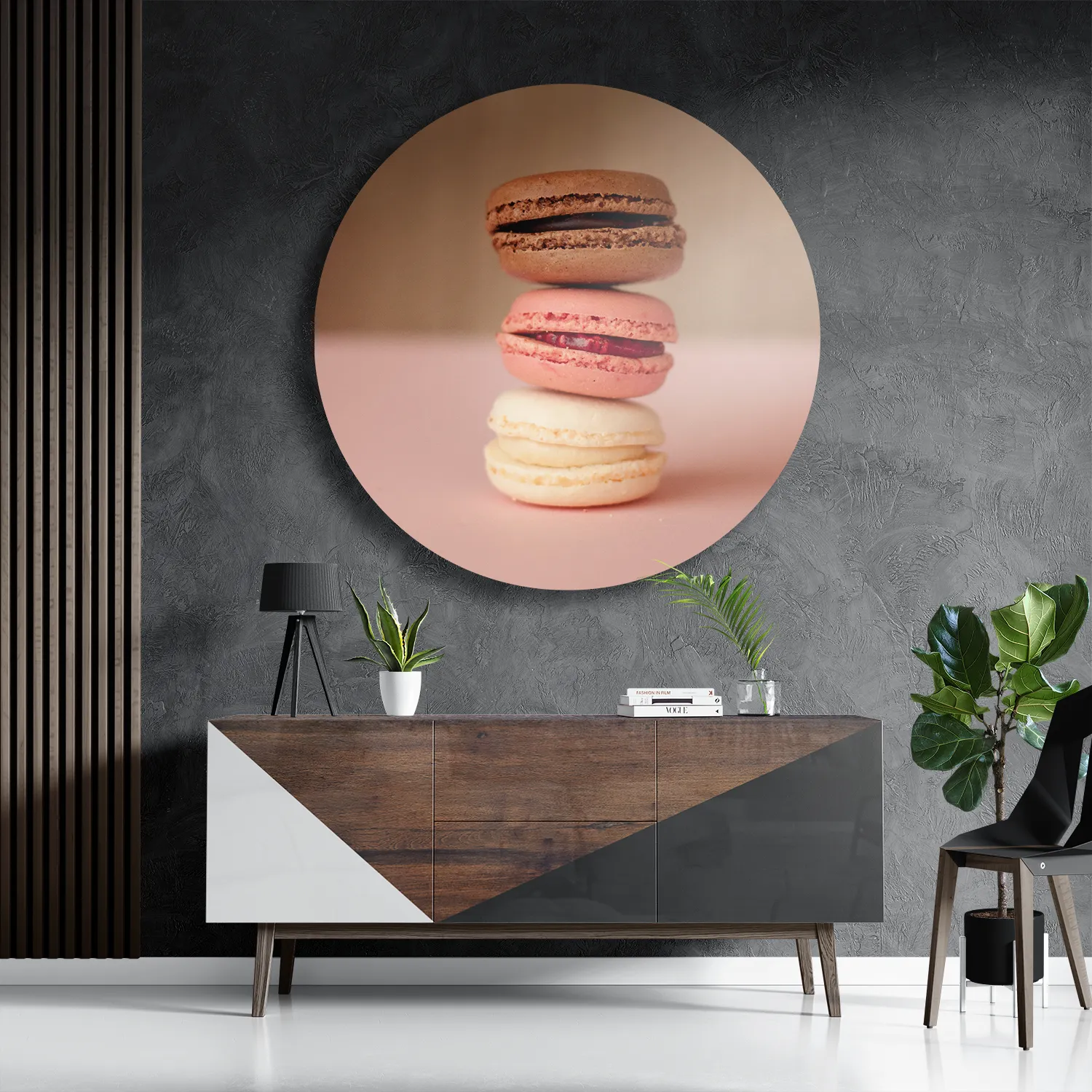 Schilderij Macarons Roze Beige Tinten Rond – Muurcirkel Template TP DB Rond Eten En Drinken 28 3