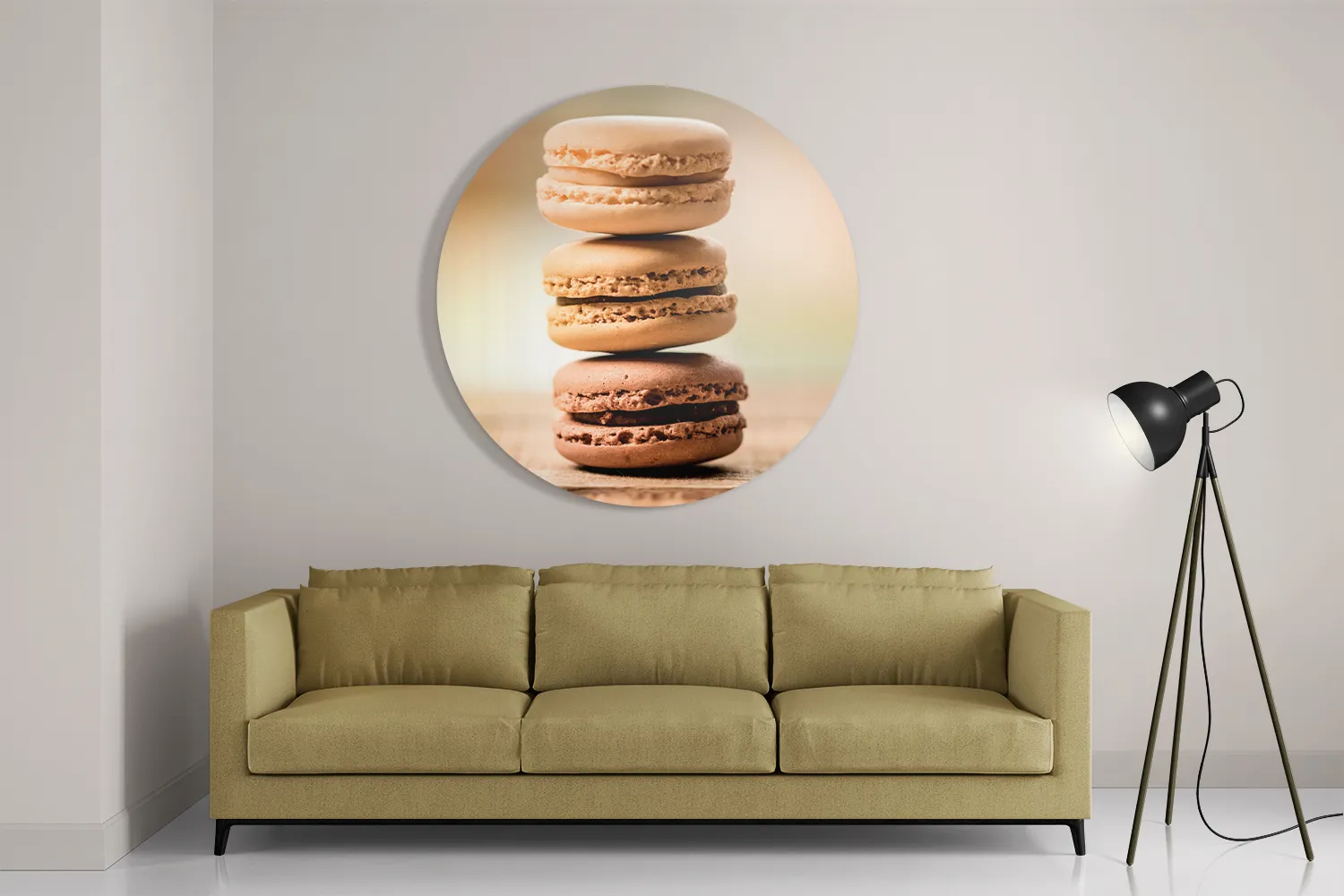 Schilderij Macarons Beige Tinten 02 Rond – Muurcirkel Template TP DB Rond Eten En Drinken 31 2