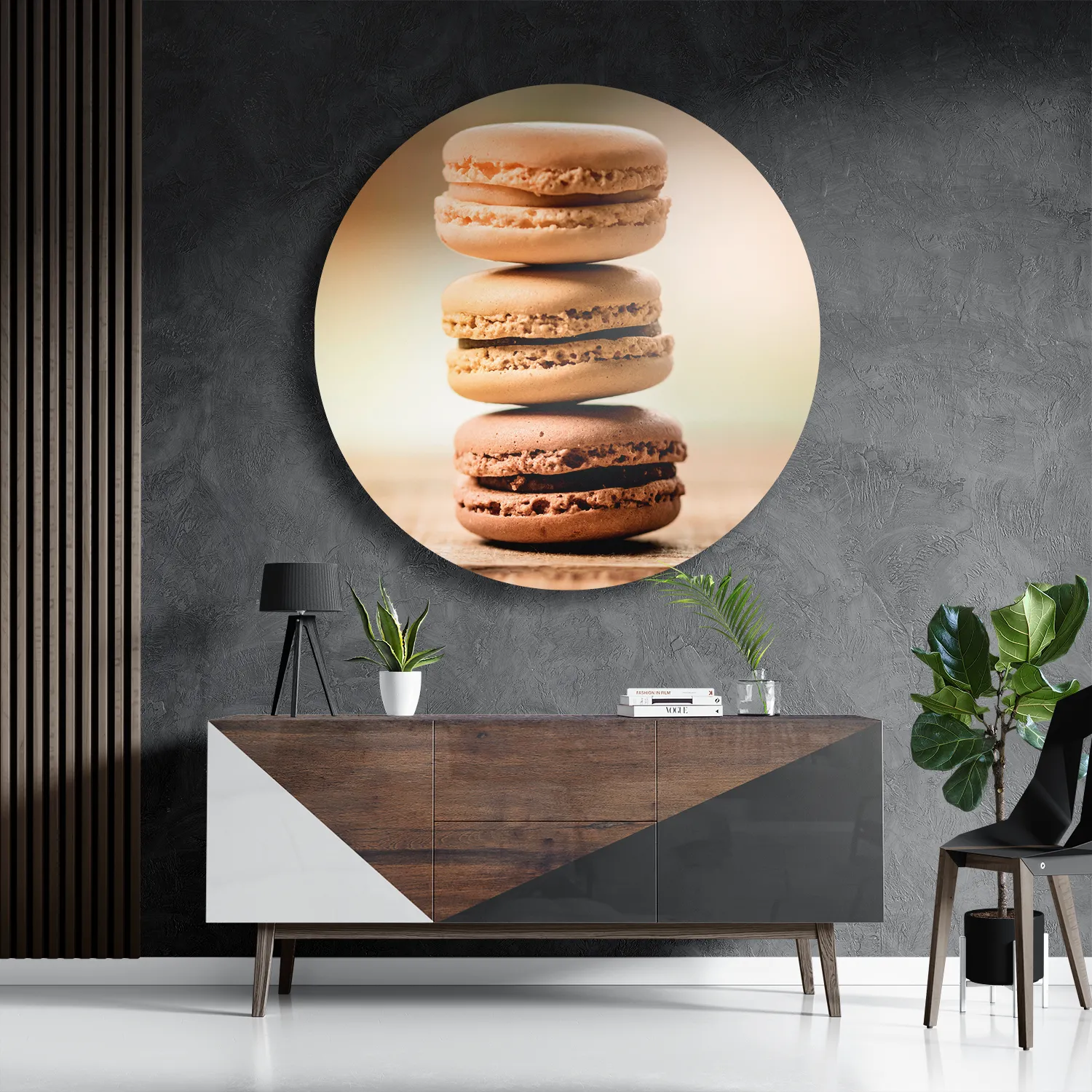 Schilderij Macarons Beige Tinten 02 Rond – Muurcirkel Template TP DB Rond Eten En Drinken 31 3