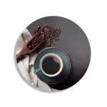 Schilderij Koffiebonen met Kop koffie Rond – Muurcirkel Template TP DB Rond Eten En Drinken 41 1
