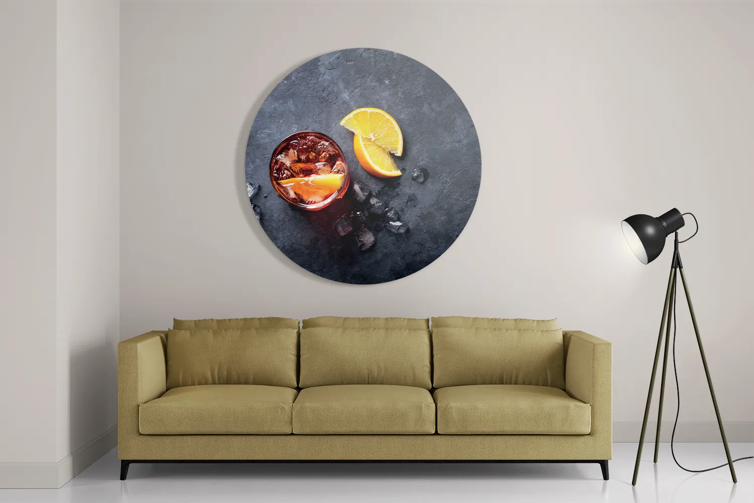 Schilderij Cocktail met Citroen Rond – Muurcirkel Template TP DB Rond Eten En Drinken 42 2