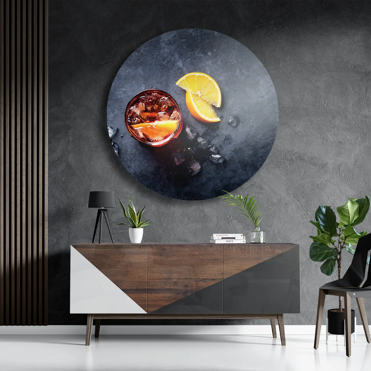 Schilderij Cocktail met Citroen Rond – Muurcirkel Template TP DB Rond Eten En Drinken 42 3