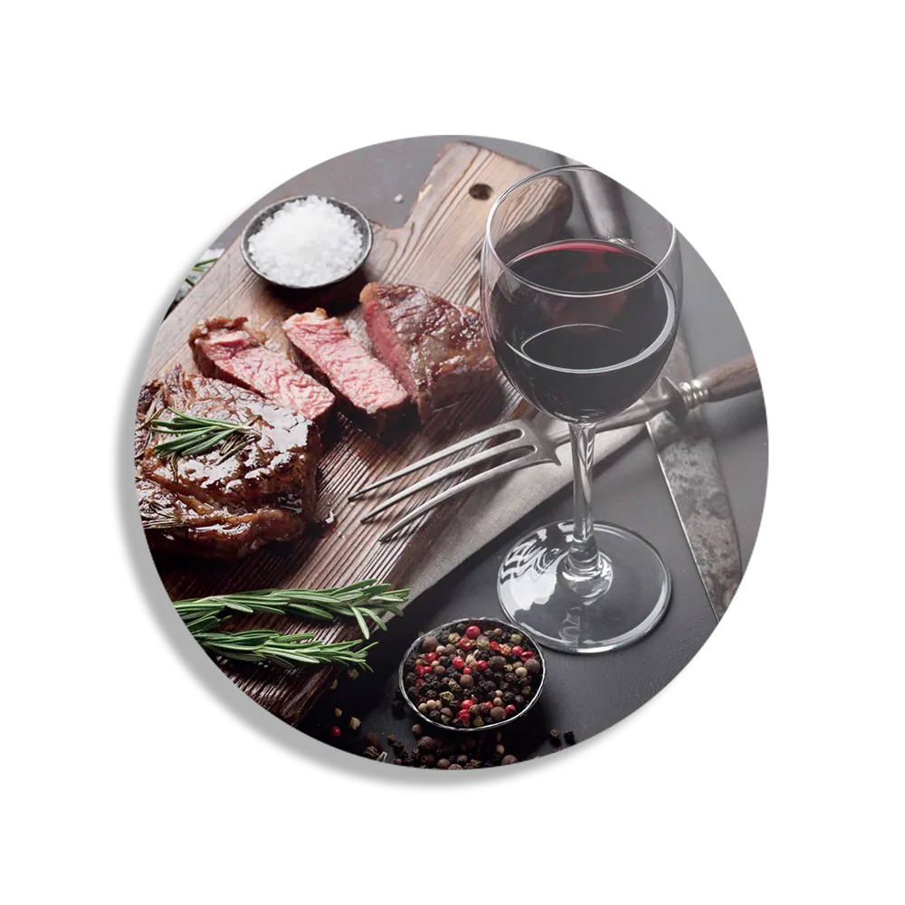 Schilderij Beef met Rode Wijn Rond – Muurcirkel Template TP DB Rond Eten En Drinken 47 1