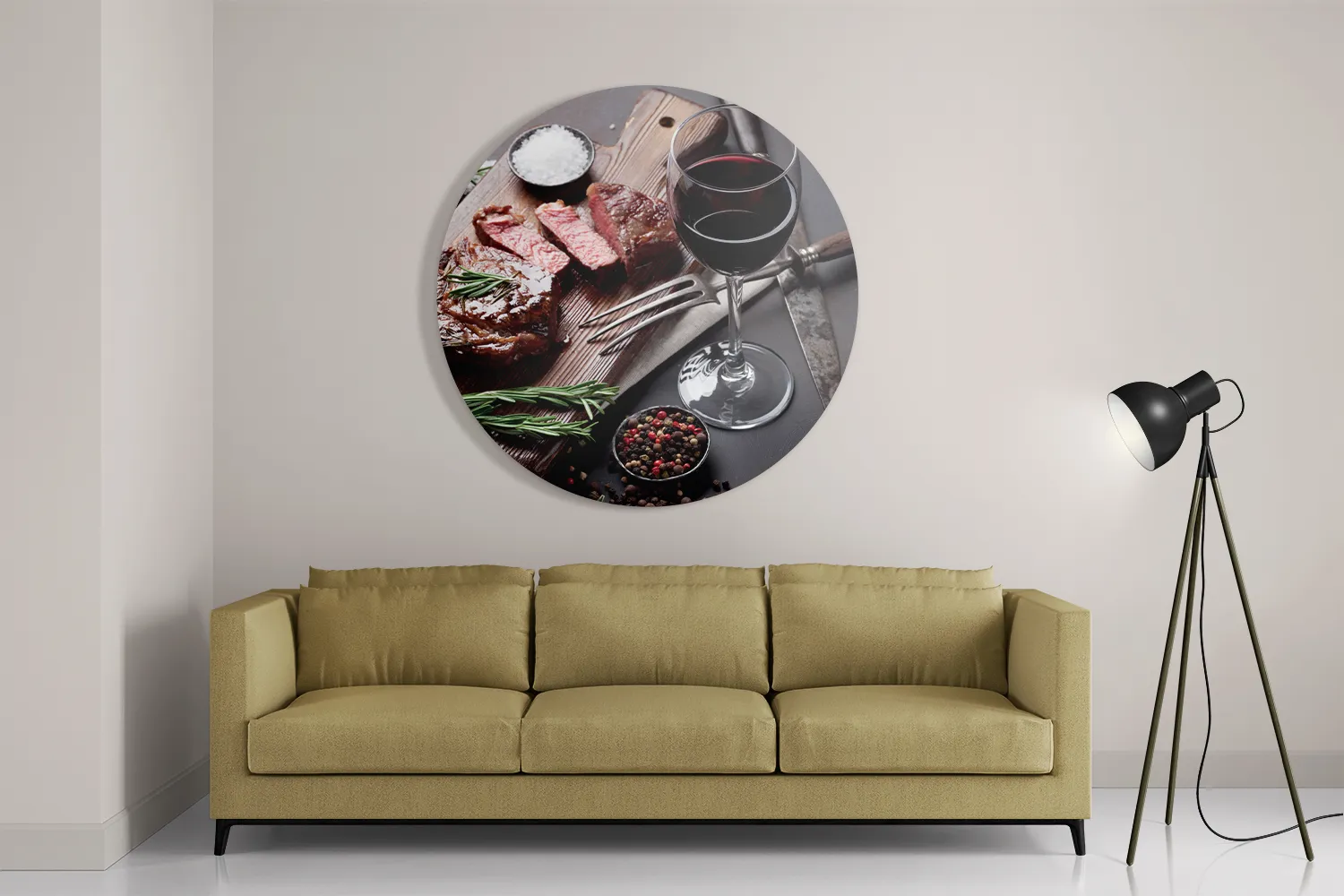 Schilderij Beef met Rode Wijn Rond – Muurcirkel Template TP DB Rond Eten En Drinken 47 2