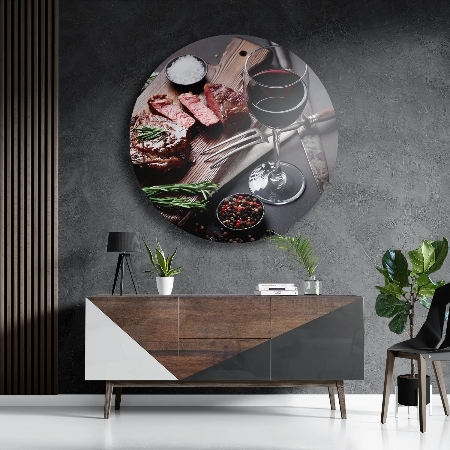 Schilderij Beef met Rode Wijn Rond – Muurcirkel Template TP DB Rond Eten En Drinken 47 3
