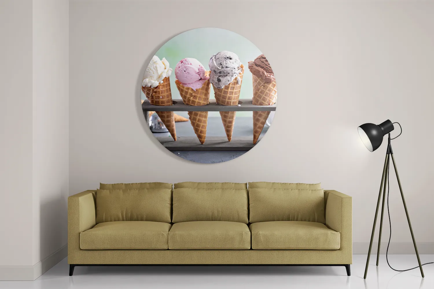 Schilderij Ijsjes op Hoorn Rond – Muurcirkel Template TP DB Rond Eten En Drinken 50 2