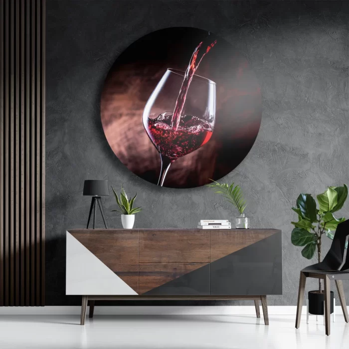 Schilderij Glas Rode wijn 02 Rond – Muurcirkel Template TP DB Rond Eten En Drinken 51 3