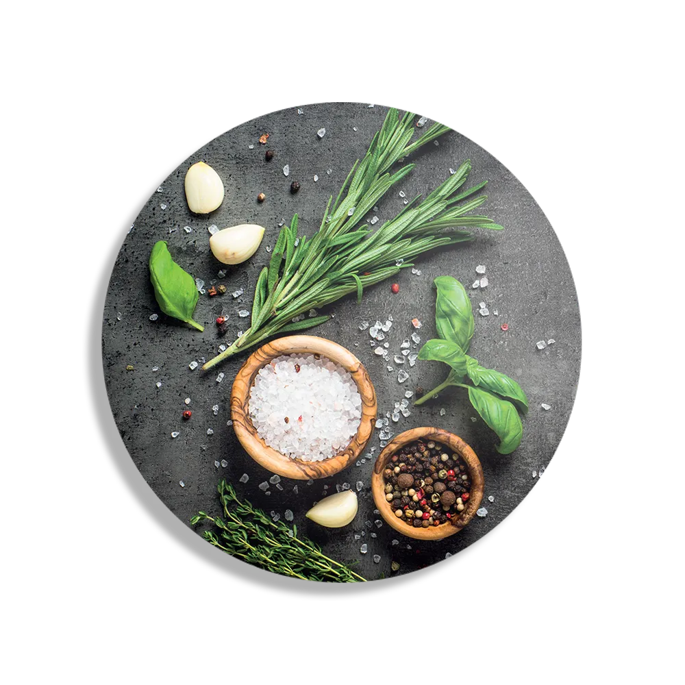 Schilderij Specerijen met Groen Rond – Muurcirkel Template TP DB Rond Eten En Drinken 63 1