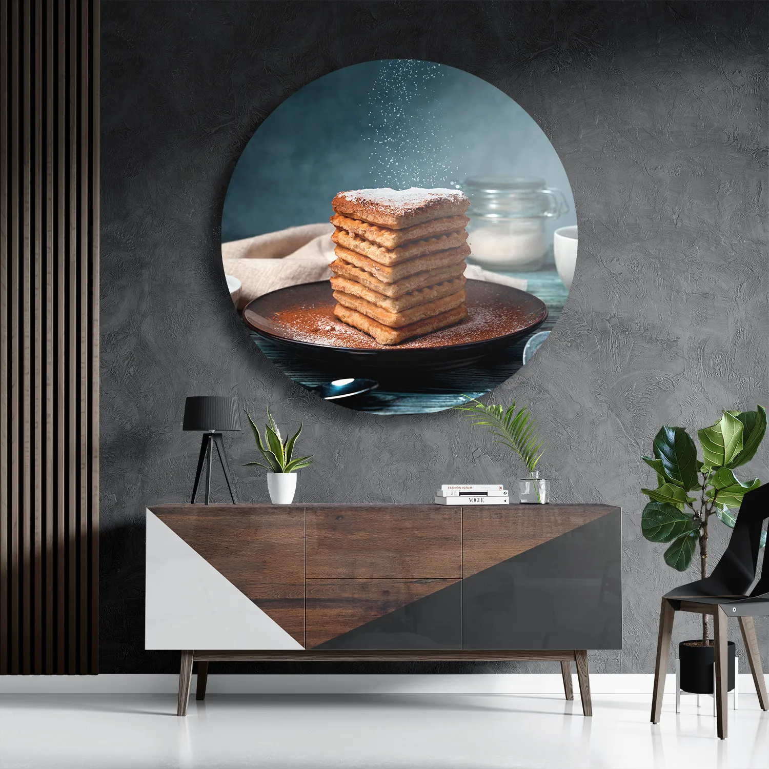 Schilderij Wafels Rond – Muurcirkel Template TP DB Rond Eten En Drinken 68 3