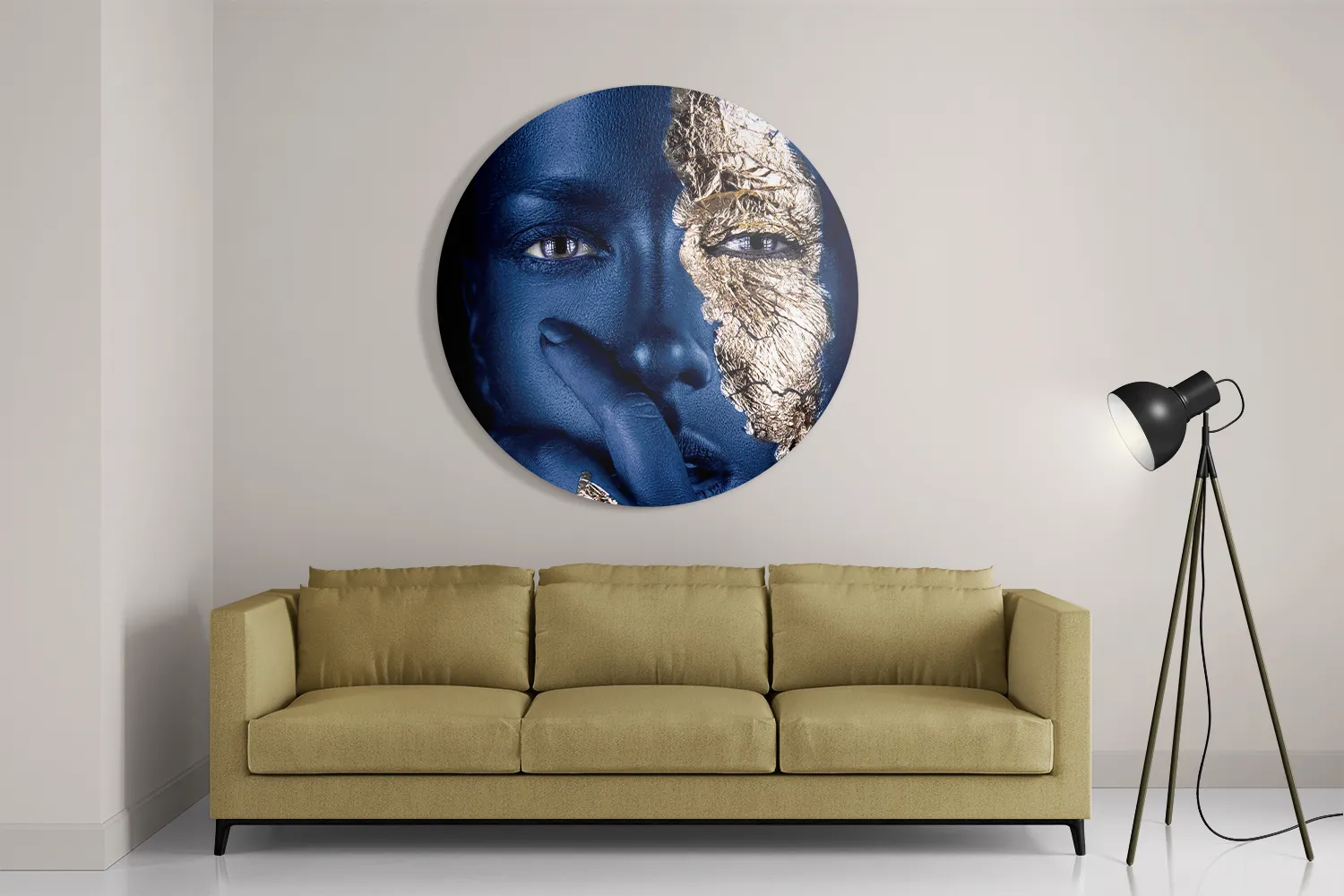 Schilderij Golden Whoman 01 Rond – Muurcirkel Template TP DB Rond Lifestyle 12 2