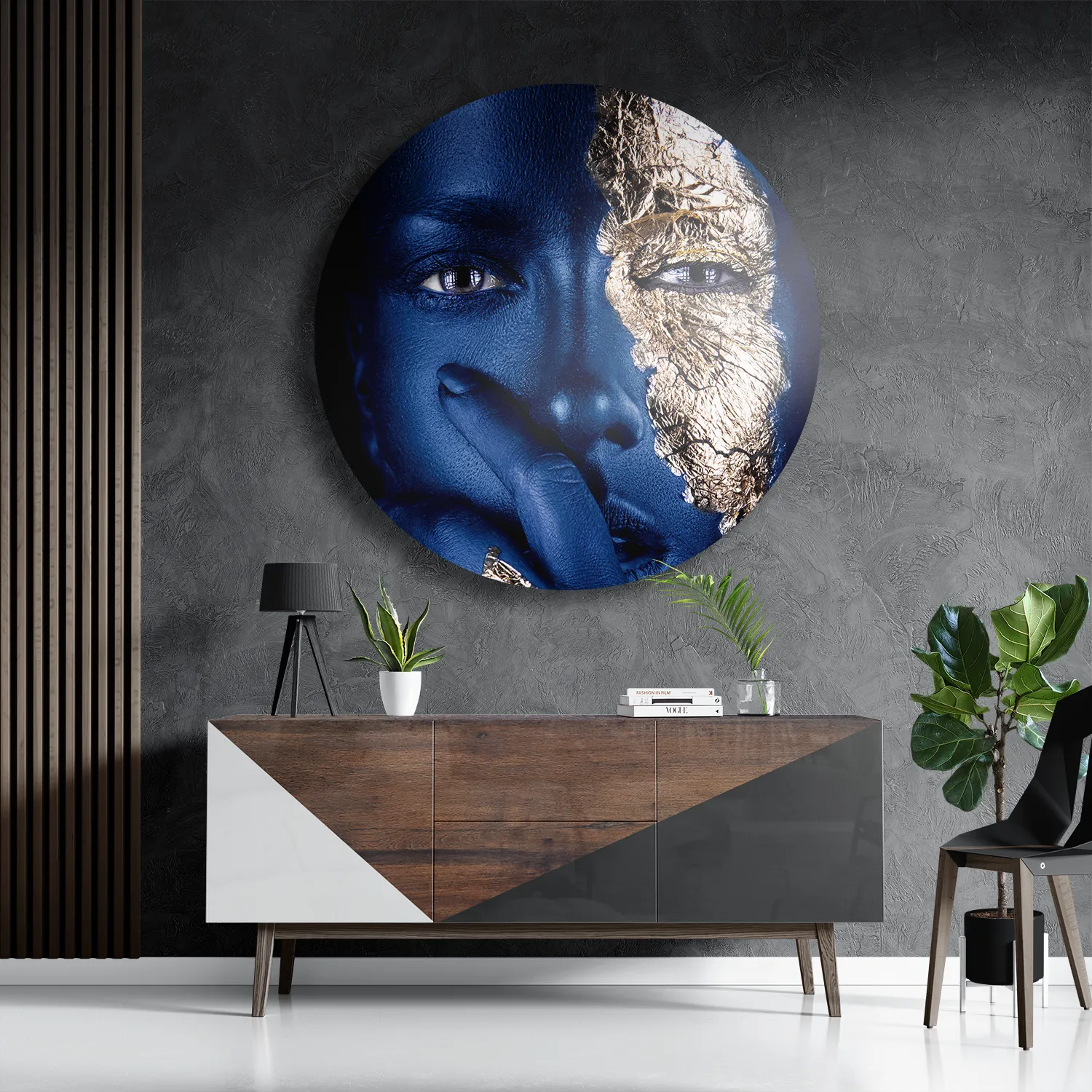 Schilderij Golden Whoman 01 Rond – Muurcirkel Template TP DB Rond Lifestyle 12 3