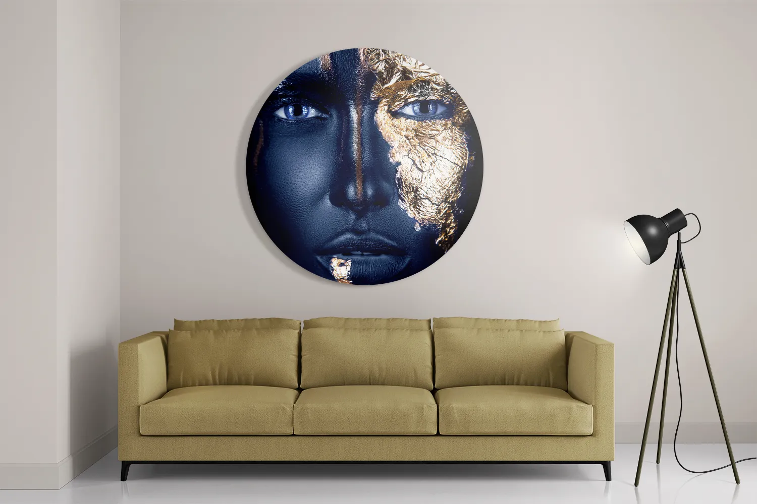 Schilderij Golden Whoman 03 Rond – Muurcirkel Template TP DB Rond Lifestyle 14 2
