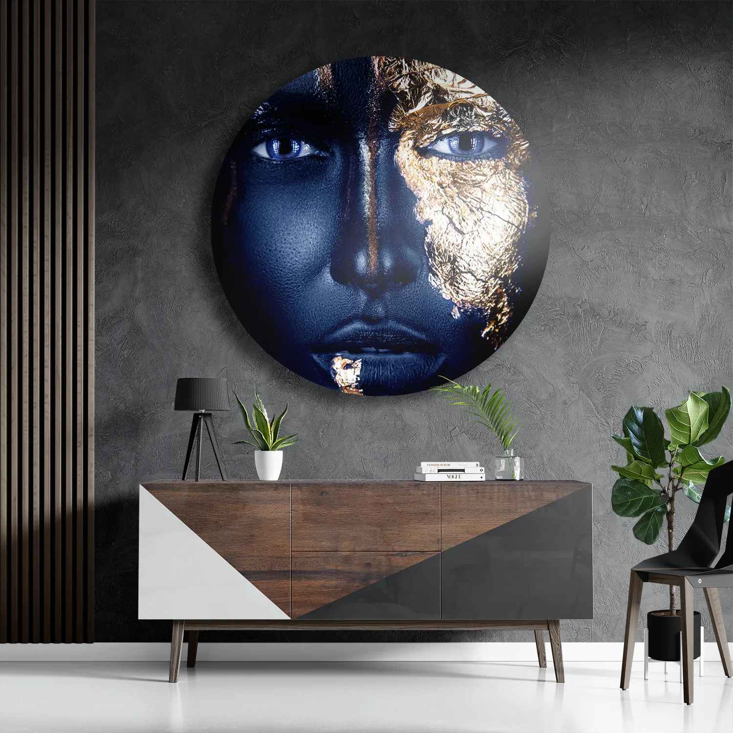 Schilderij Golden Whoman 03 Rond – Muurcirkel Template TP DB Rond Lifestyle 14 3