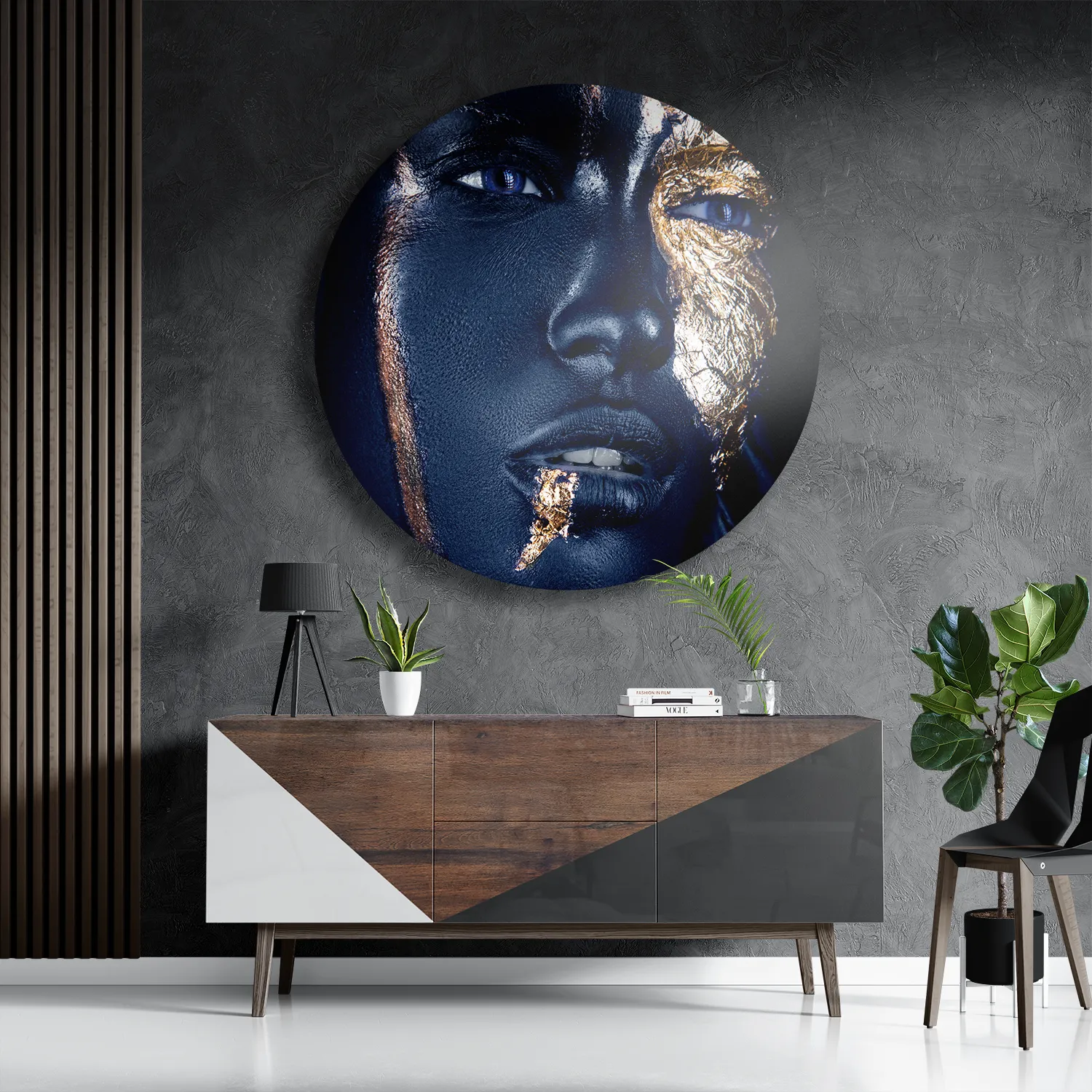 Schilderij Golden Whoman 05 Rond – Muurcirkel Template TP DB Rond Lifestyle 16 3