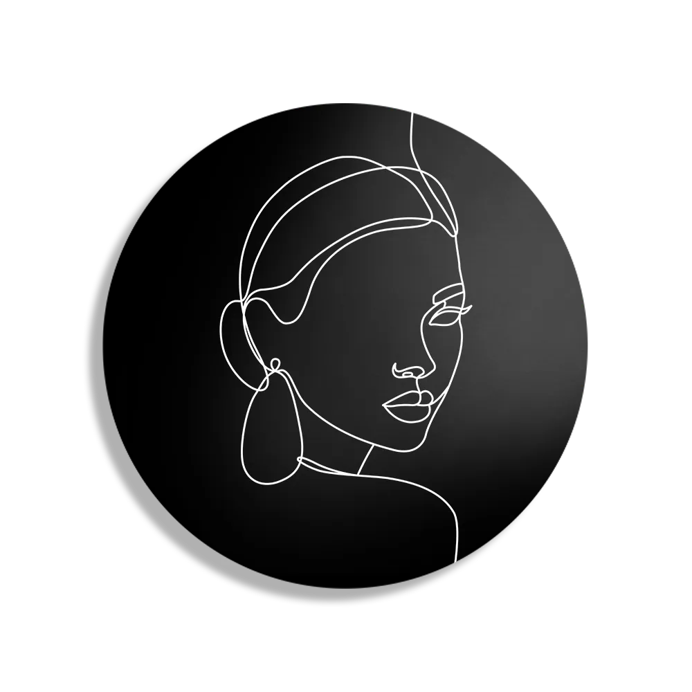 Schilderij Black and White Model 03 Rond – Muurcirkel Template TP DB Rond Lifestyle 22 1