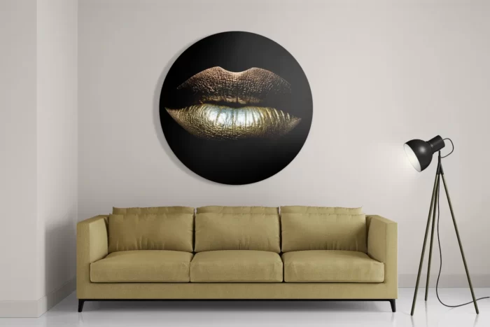 Schilderij Golden Lips Rond – Muurcirkel Template TP DB Rond Lifestyle 3 2