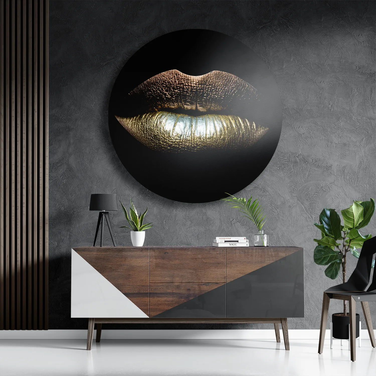 Schilderij Golden Lips Rond – Muurcirkel Template TP DB Rond Lifestyle 3 3