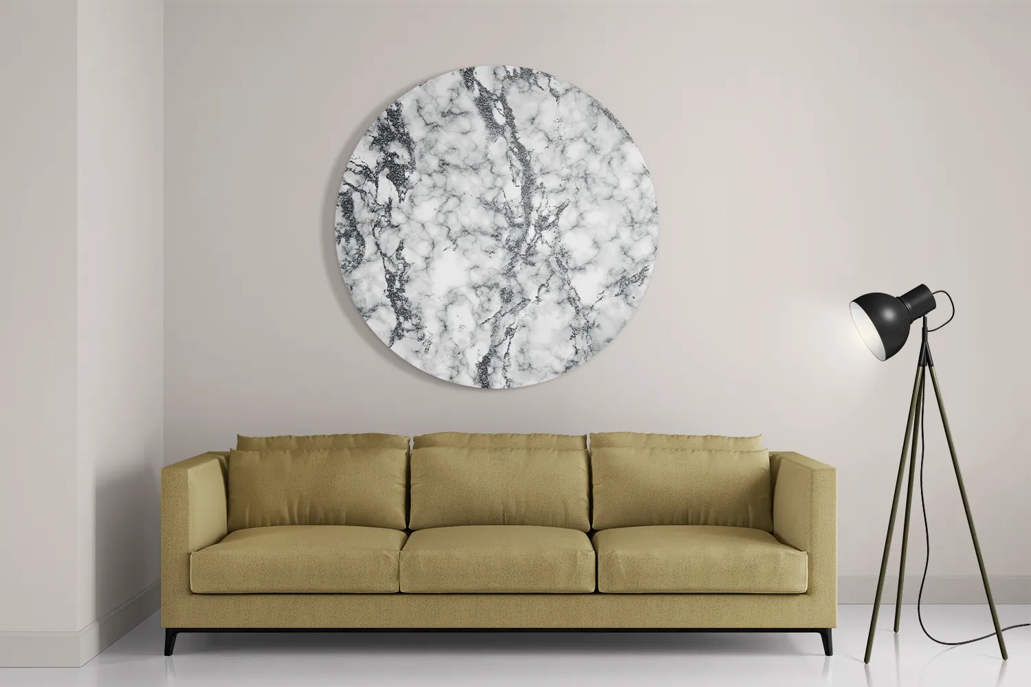 Schilderij Basis Marmer Look Grijs Rond – Muurcirkel Template TP DB Rond Marmer 1 2