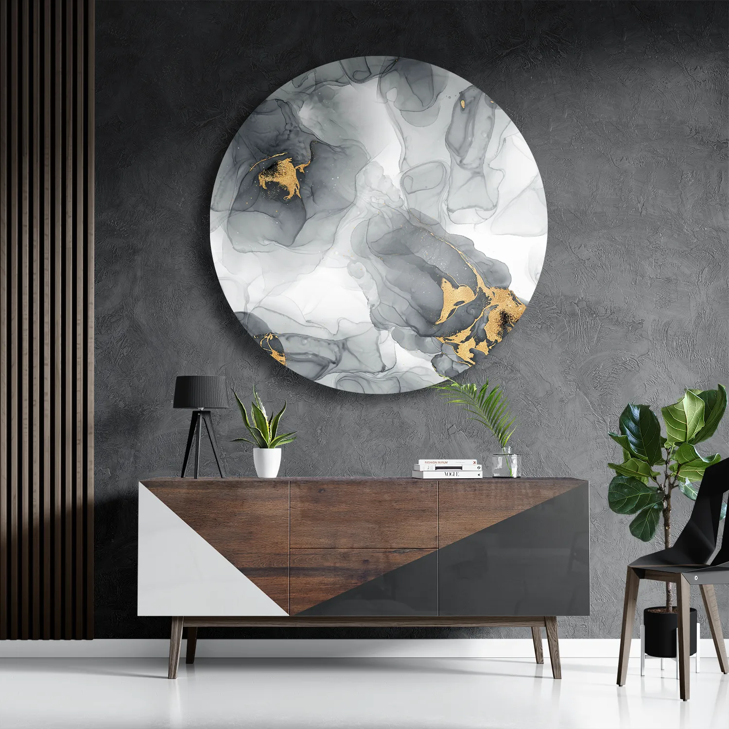 Template_TP_DB_Rond_Marmer_13-3 Schilderij Abstract Marmer Look Grijs met Goud 04 Rond – Muurcirkel Template TP DB Rond Marmer 13 3