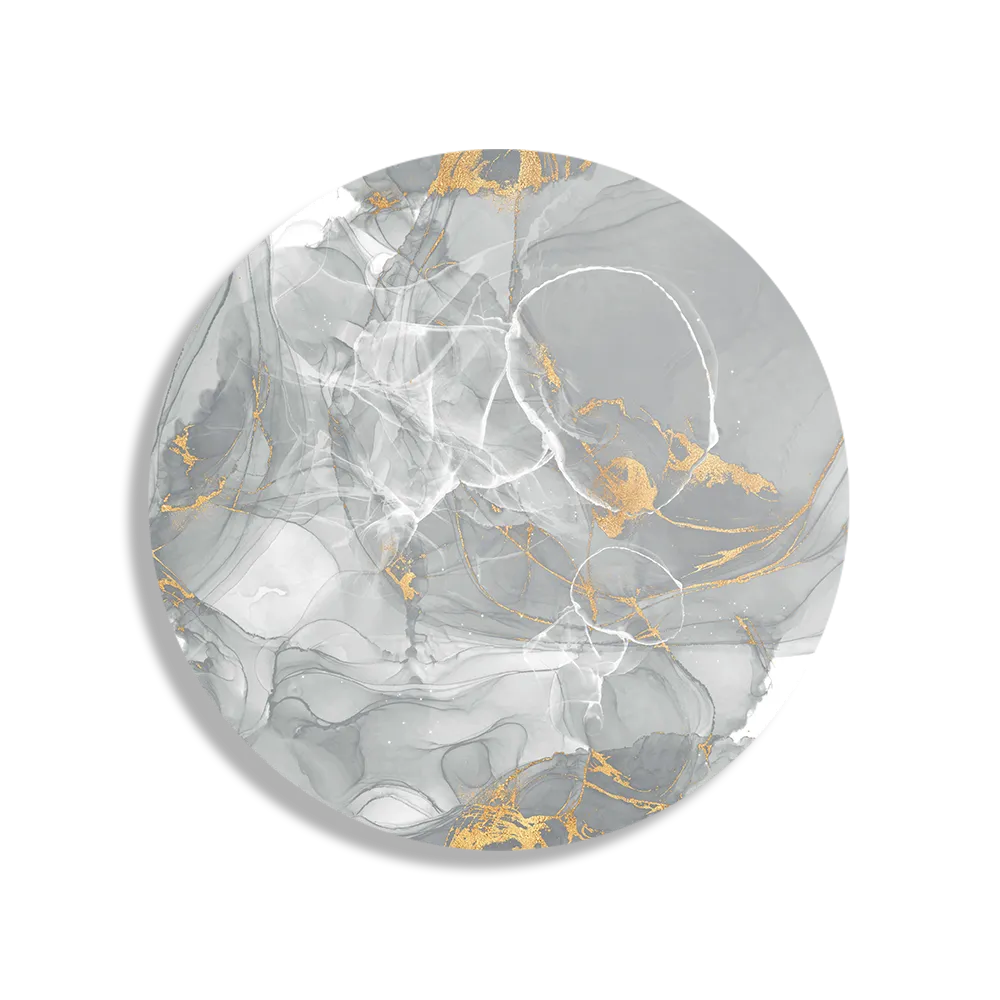 Schilderij Abstract Marmer Look Grijs met Goud 06 Rond – Muurcirkel Template TP DB Rond Marmer 17 1