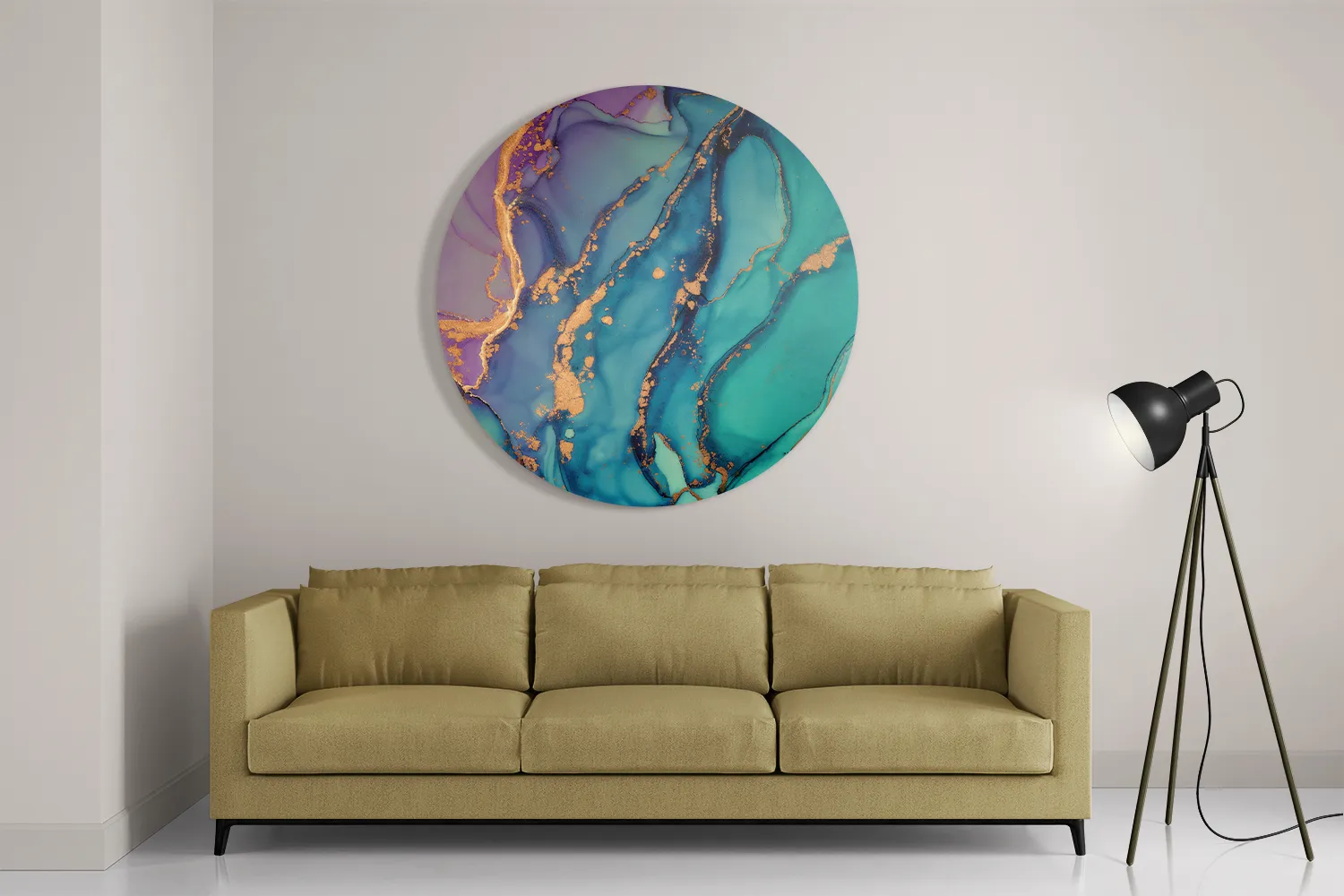 Schilderij Marmer Look Colored 02 Rond – Muurcirkel Template TP DB Rond Marmer 22 2