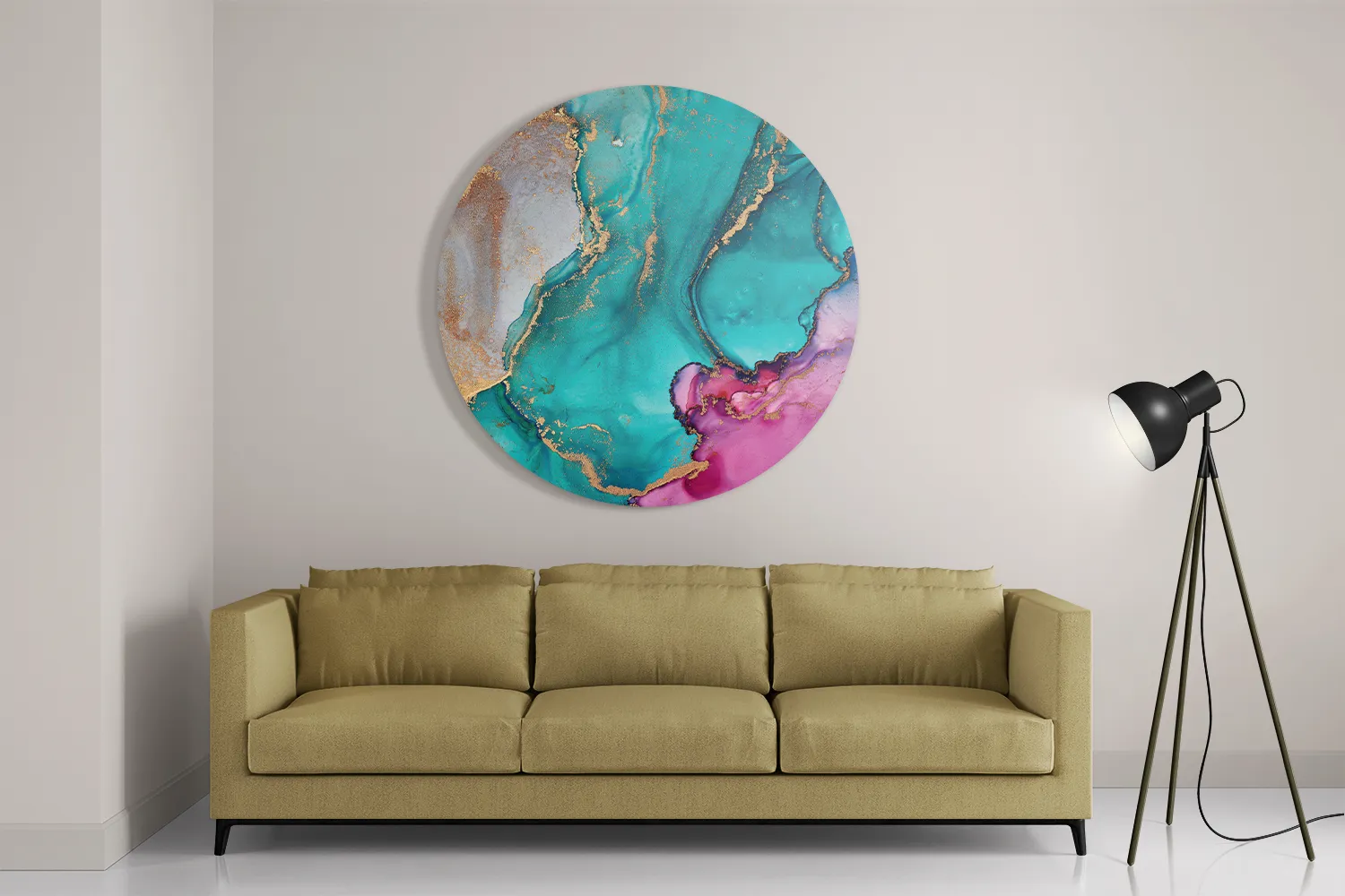 Schilderij Marmer Look Colored 05 Rond – Muurcirkel Template TP DB Rond Marmer 25 2