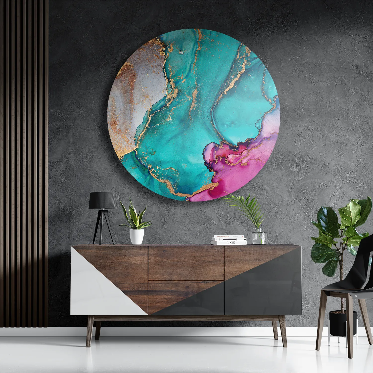 Schilderij Marmer Look Colored 05 Rond – Muurcirkel Template TP DB Rond Marmer 25 3