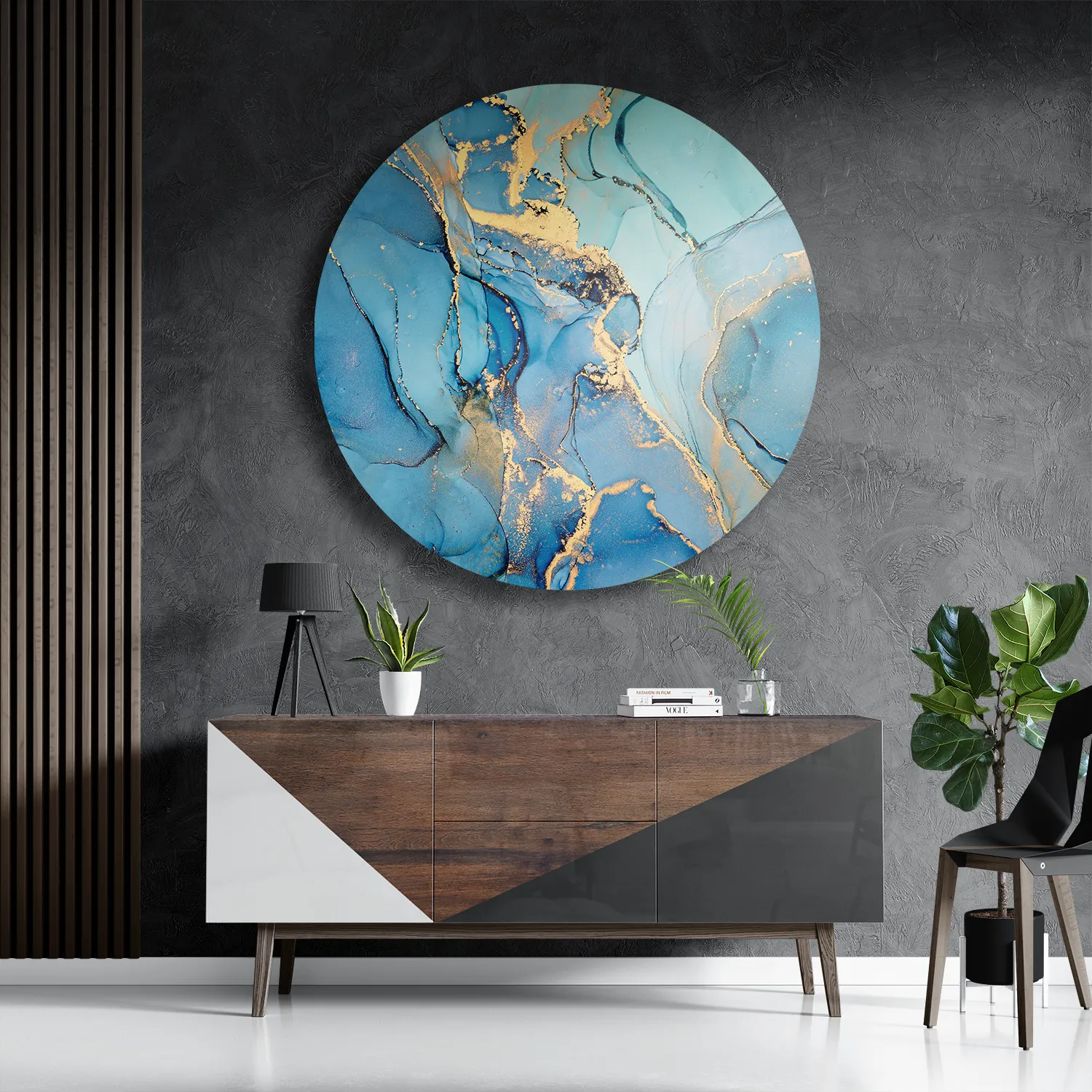 Schilderij Marmer Look Colored 08 Rond – Muurcirkel Template TP DB Rond Marmer 28 3