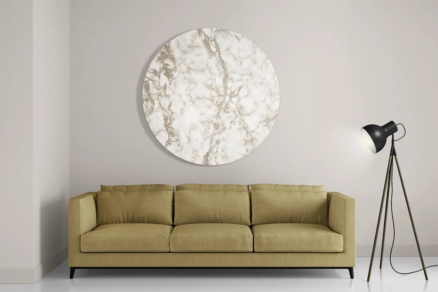 Schilderij Basis Marmer Look Grijs Rond – Muurcirkel Template TP DB Rond Marmer 3 2