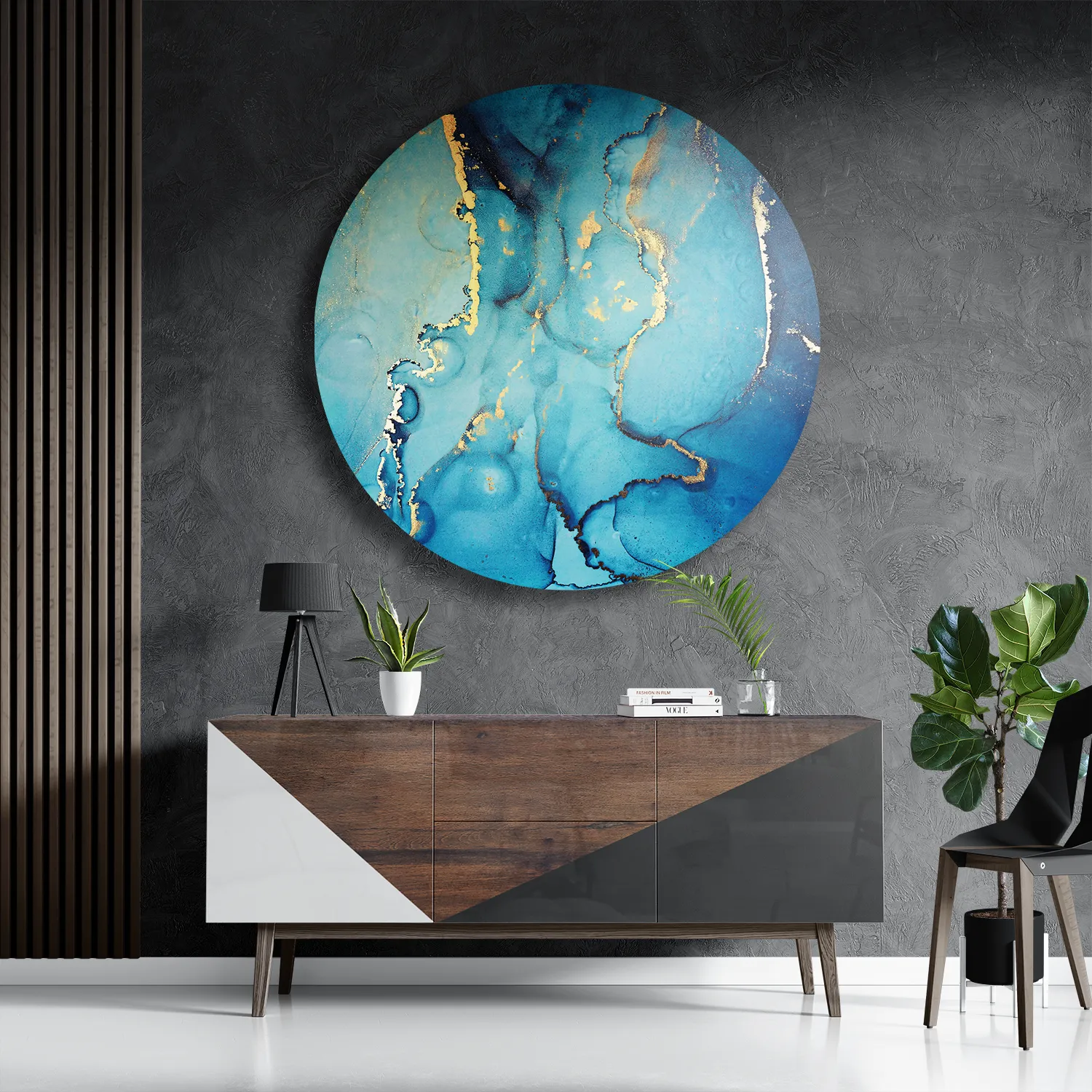 Schilderij Marmer Look Colored 010 Rond – Muurcirkel Template TP DB Rond Marmer 33 3