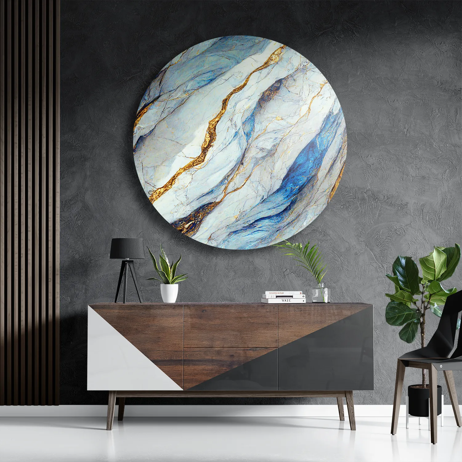 Schilderij Marmer Look Rustgevend Maar Kleurrijk 02 Rond – Muurcirkel Template TP DB Rond Marmer 35 3