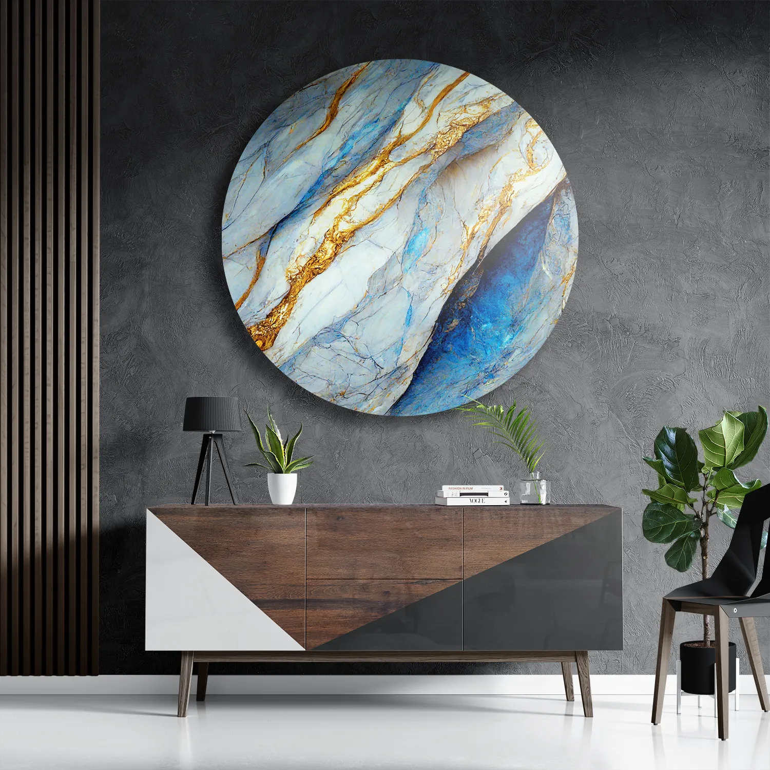 Schilderij Marmer Look Rustgevend Maar Kleurrijk 04 Rond – Muurcirkel Template TP DB Rond Marmer 37 3