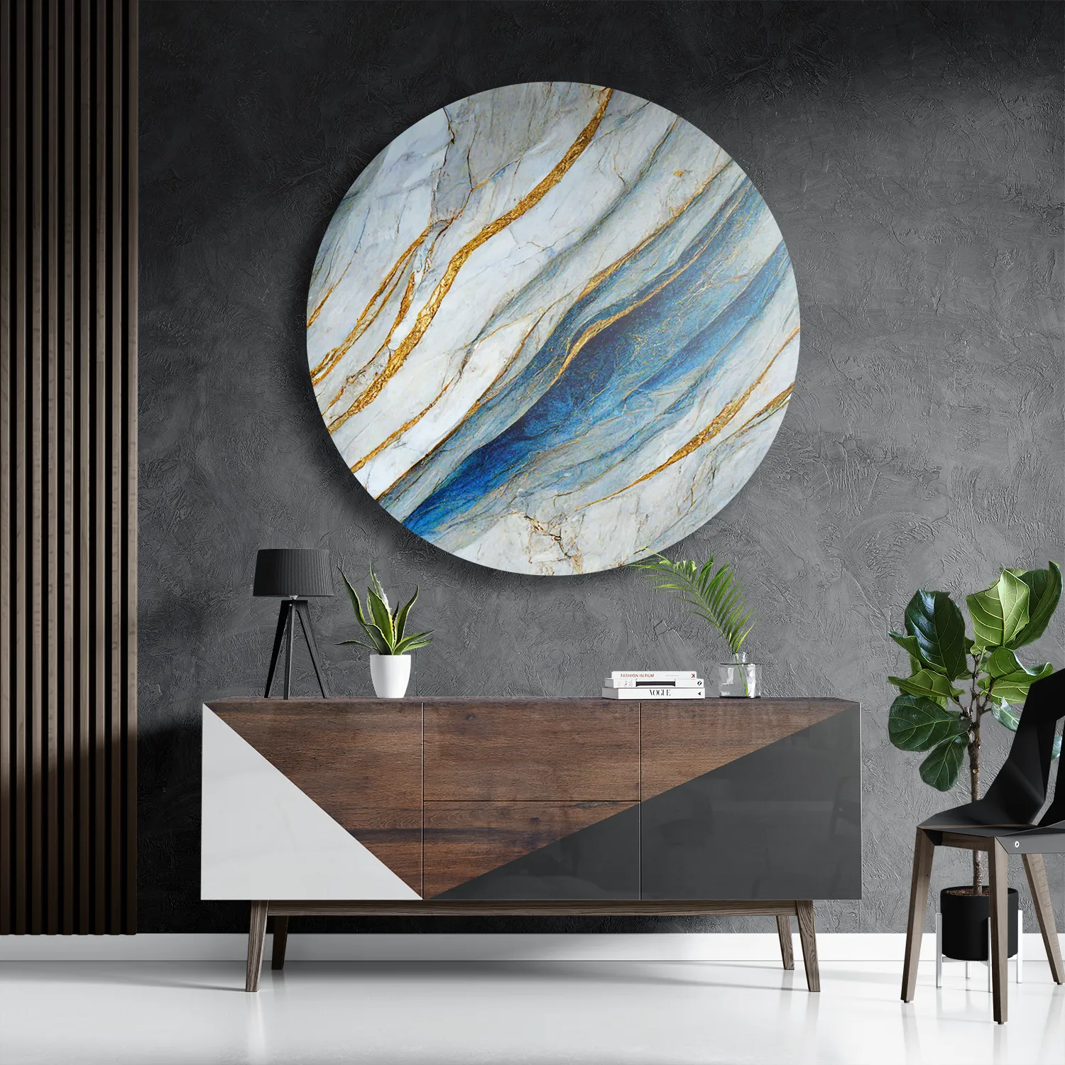 Schilderij Marmer Look Rustgevend Maar Kleurrijk 05 Rond – Muurcirkel Template TP DB Rond Marmer 38 3