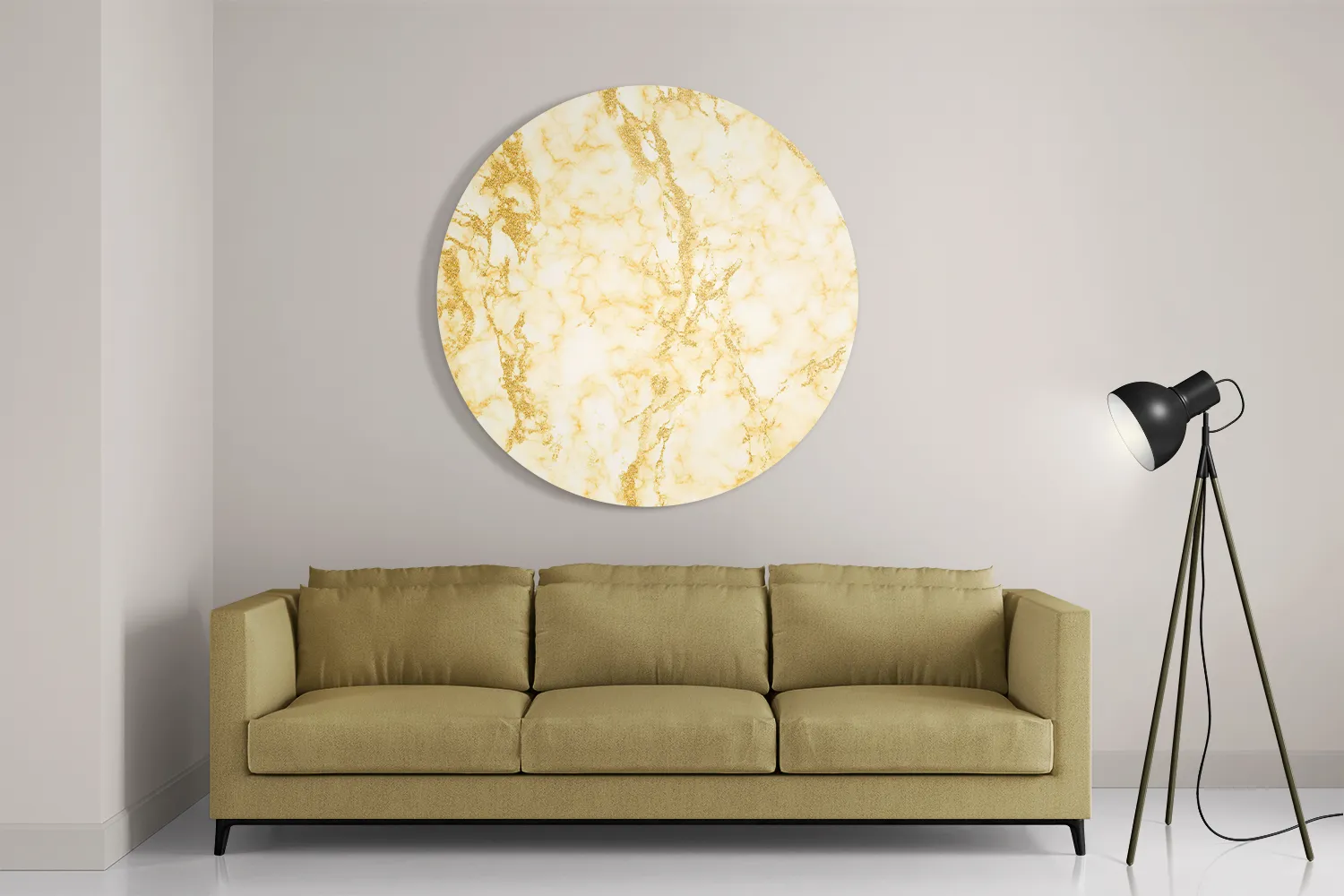 Schilderij Basis Marmer Look Geel Rond – Muurcirkel Template TP DB Rond Marmer 5 2