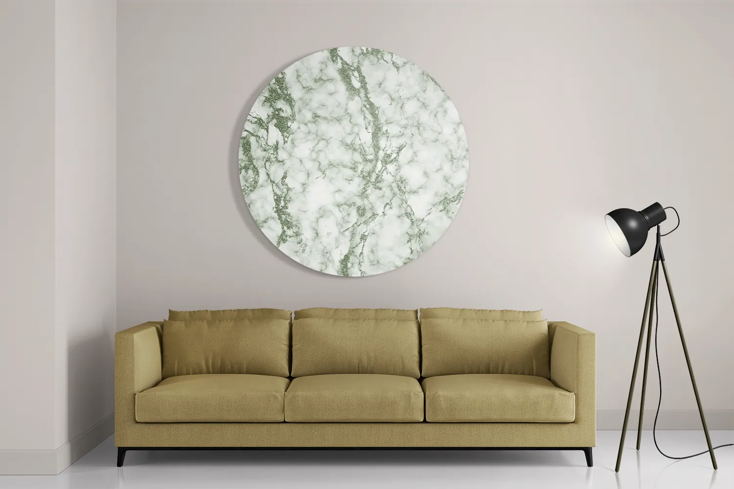 Schilderij Basis Marmer Look Groen Rond – Muurcirkel Template TP DB Rond Marmer 6 2