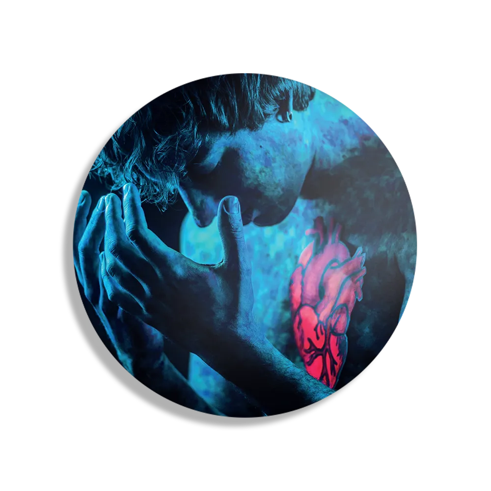 Schilderij Mystrieuze Man Blauw Rond – Muurcirkel Template TP DB Rond Mensen 14 1