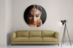 Schilderij Indiaanse Vrouw In Kostuum Rond – Muurcirkel Template TP DB Rond Mensen 21 2