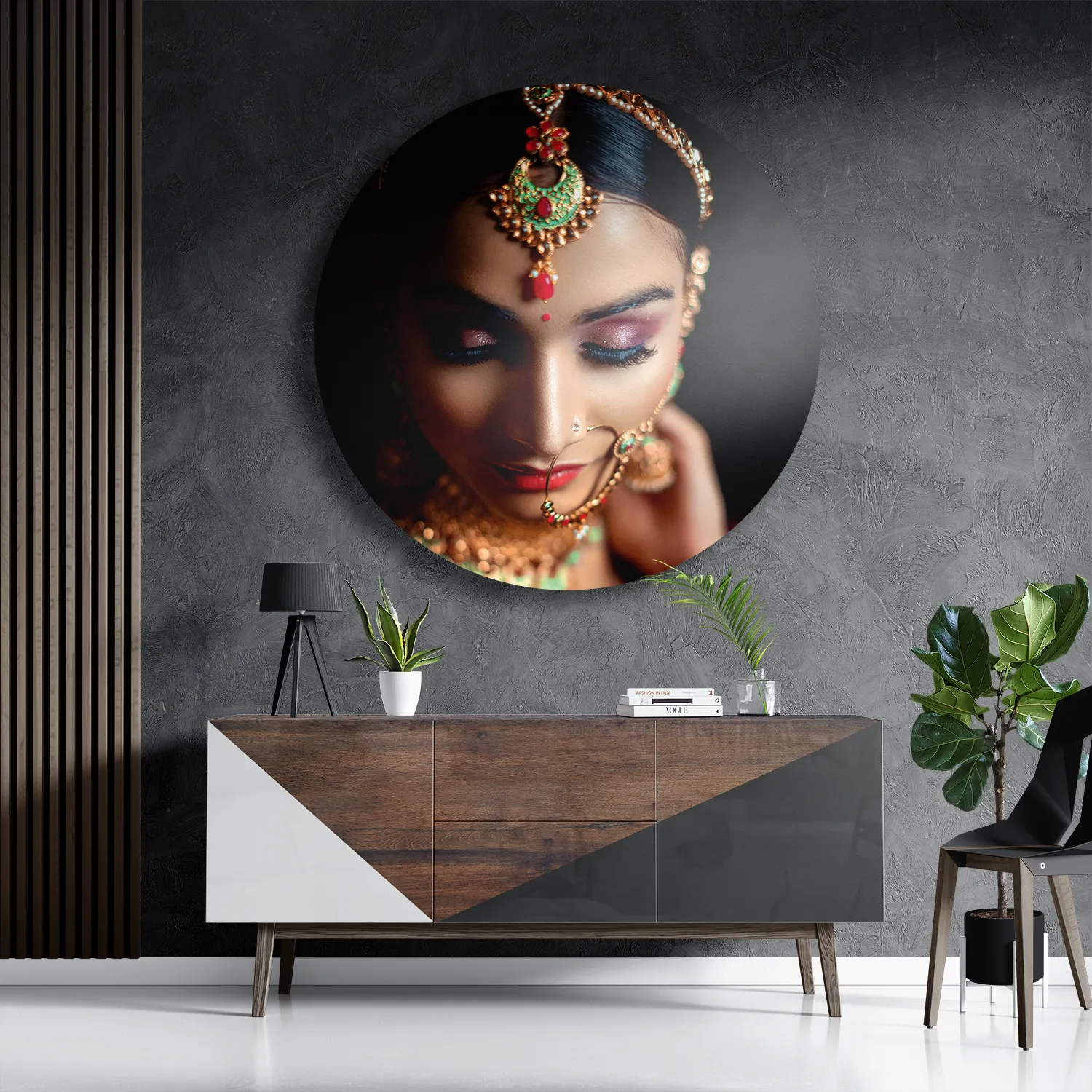 Schilderij Indiaanse Vrouw In Kostuum Rond – Muurcirkel Template TP DB Rond Mensen 21 3