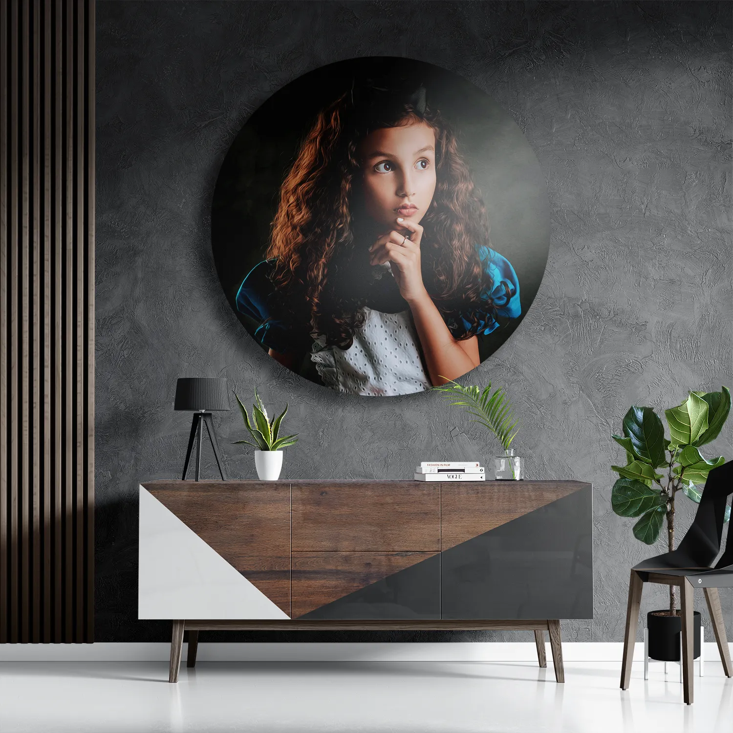 Schilderij Mooi Jong meisje In Kledij Rond – Muurcirkel Template TP DB Rond Mensen 24 3