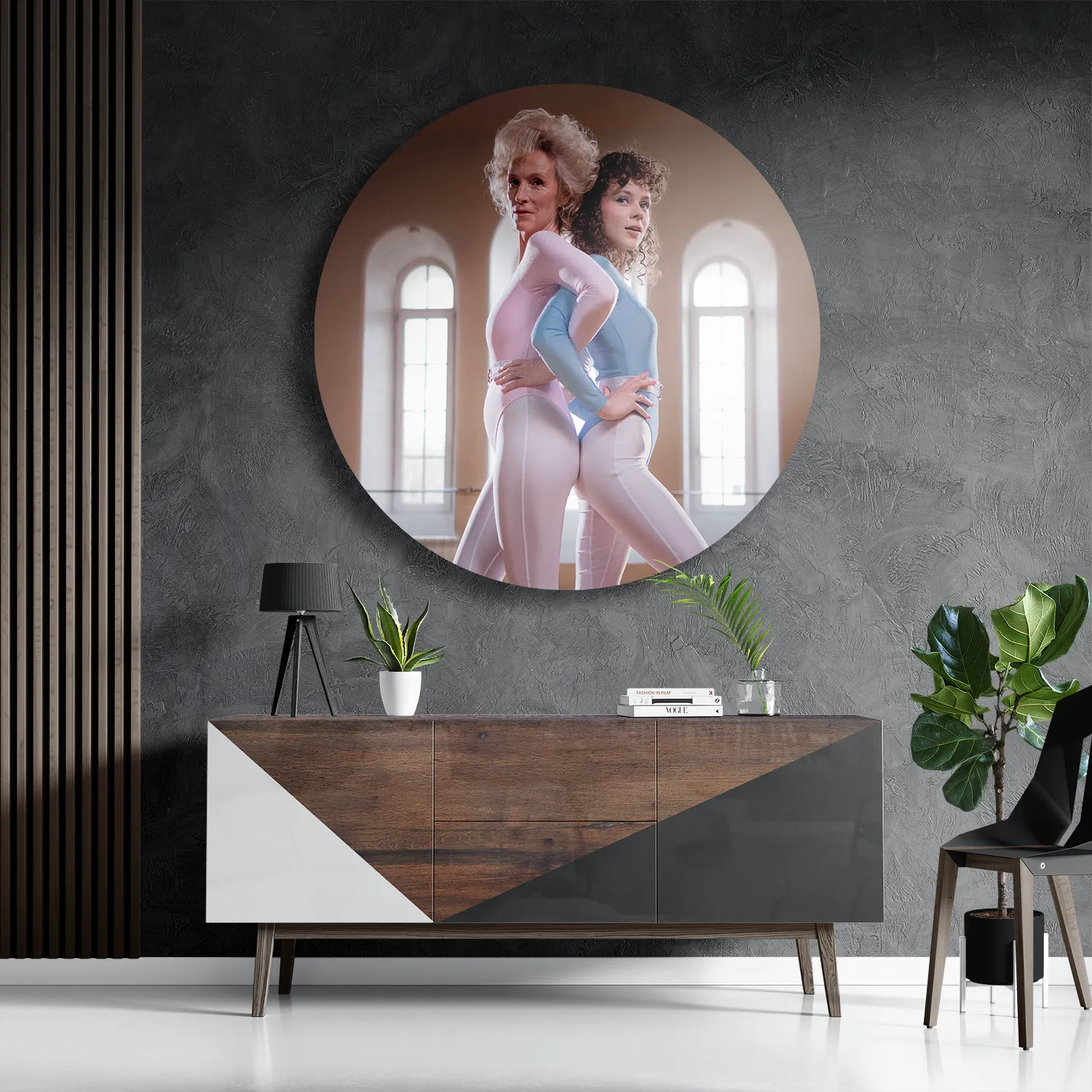 Schilderij Gymnastiek Voor Jong en Oud 01 Rond – Muurcirkel Template TP DB Rond Mensen 25 3